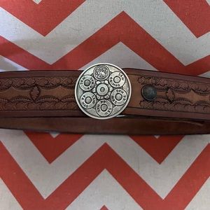 Vintage Genuine Leather Belt with Smith & Wesson Belt Buckle